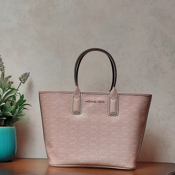 NWT MICHAEL KORS JODIE SMALL LOGO JACQUARD TOTE (POWDER BLUSH) - Picture 3 of 13